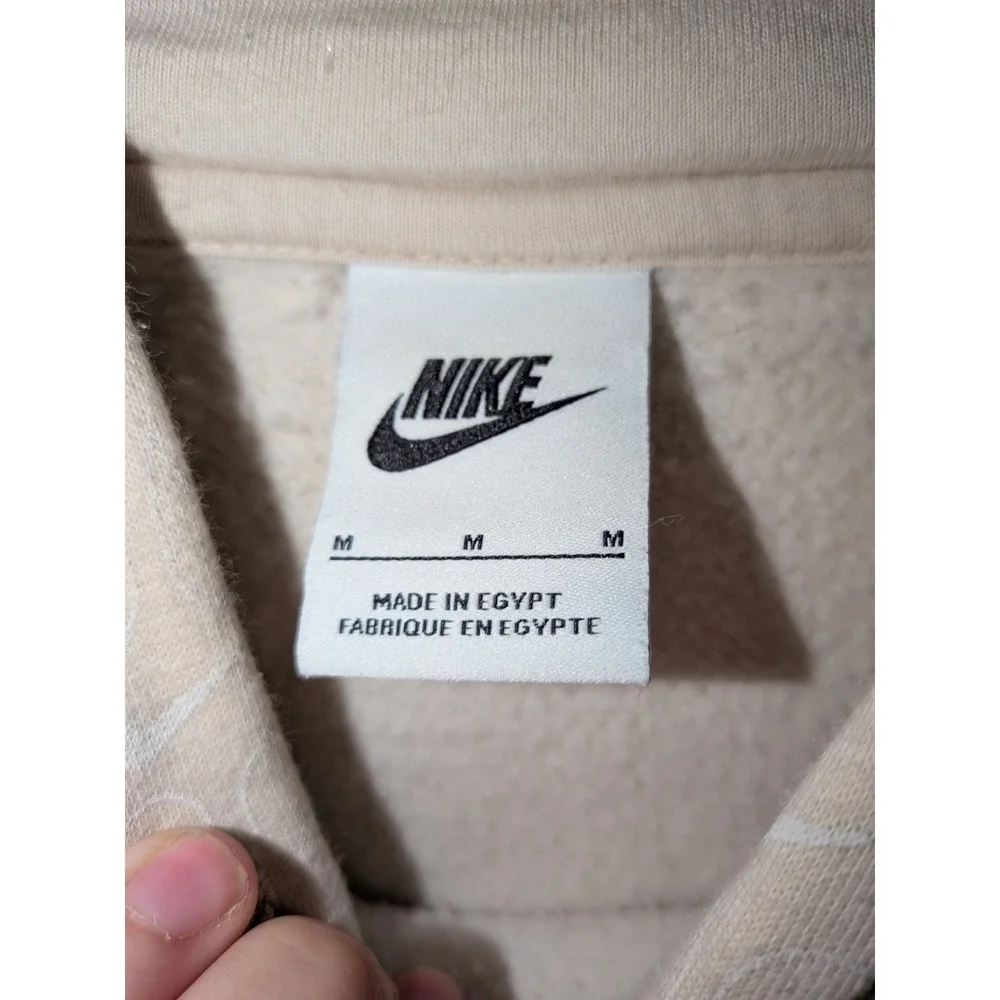 Nike Mens Sportswear Club Fleece Hoodie Beige All Over Swoosh Print Medium‎